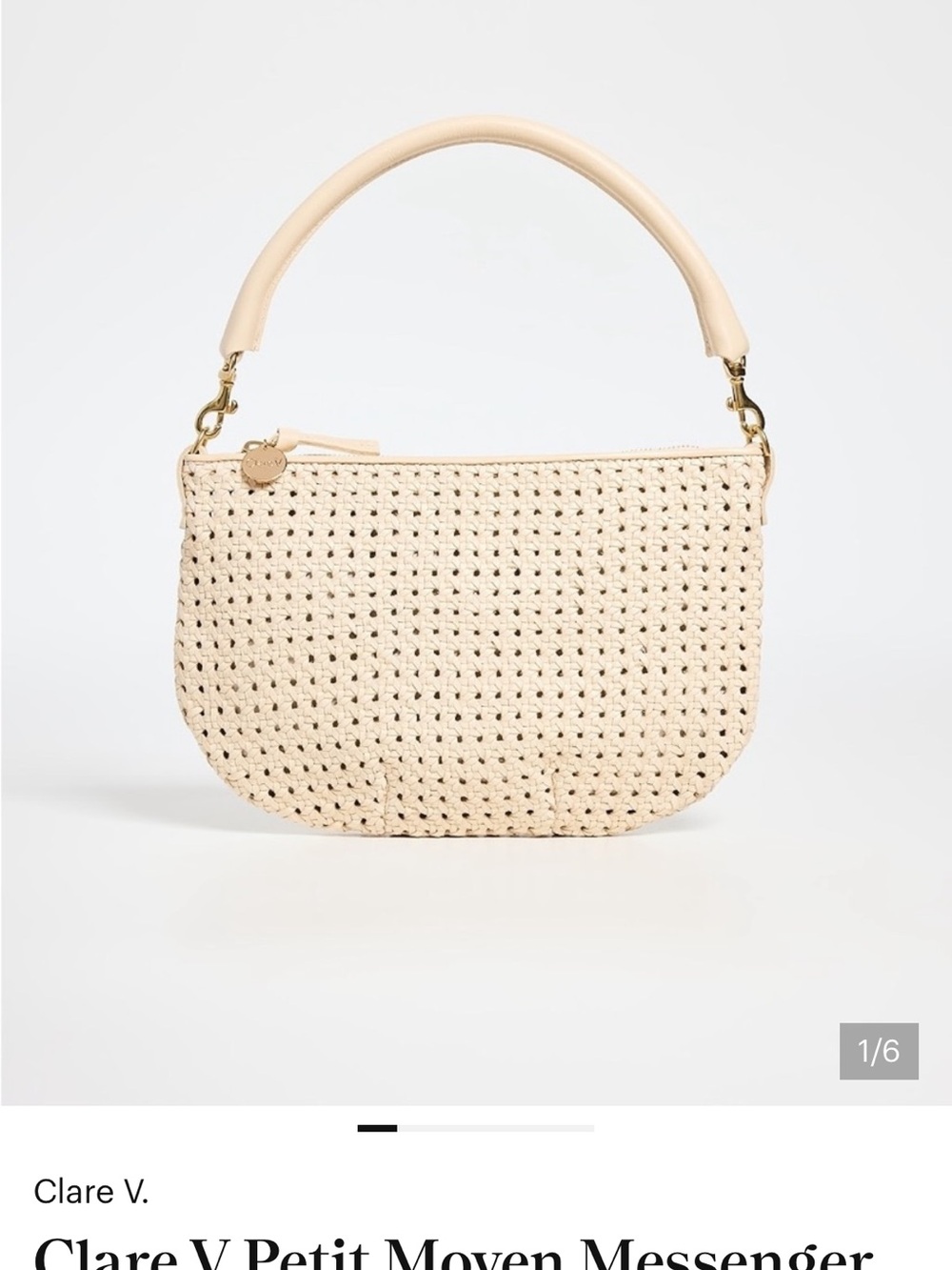 Clare V Petit Moyen Messenger Cream Rattan Bag